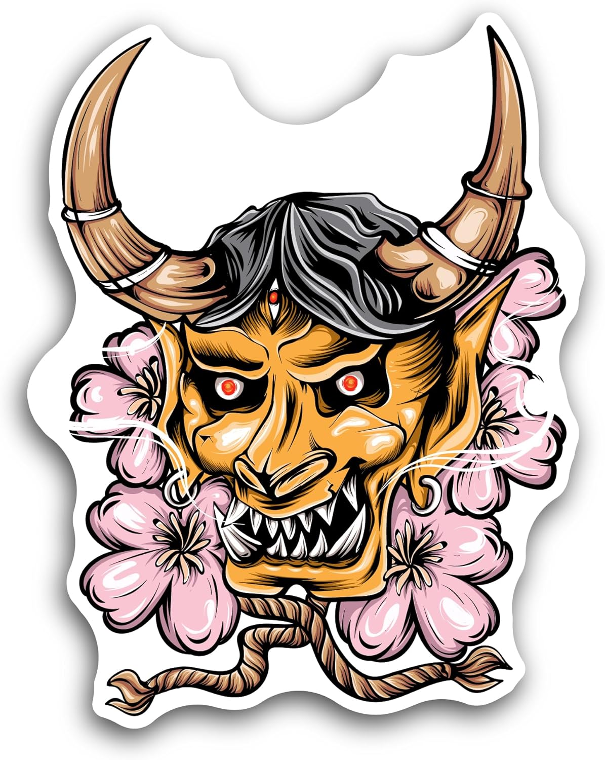 2 (Pieces) 3" and 5" Demon Mask Sticker, Waterproof Vinyl Decals for Many Purpose Like Cars, Trucks, Laptops, Phones, Windows and More