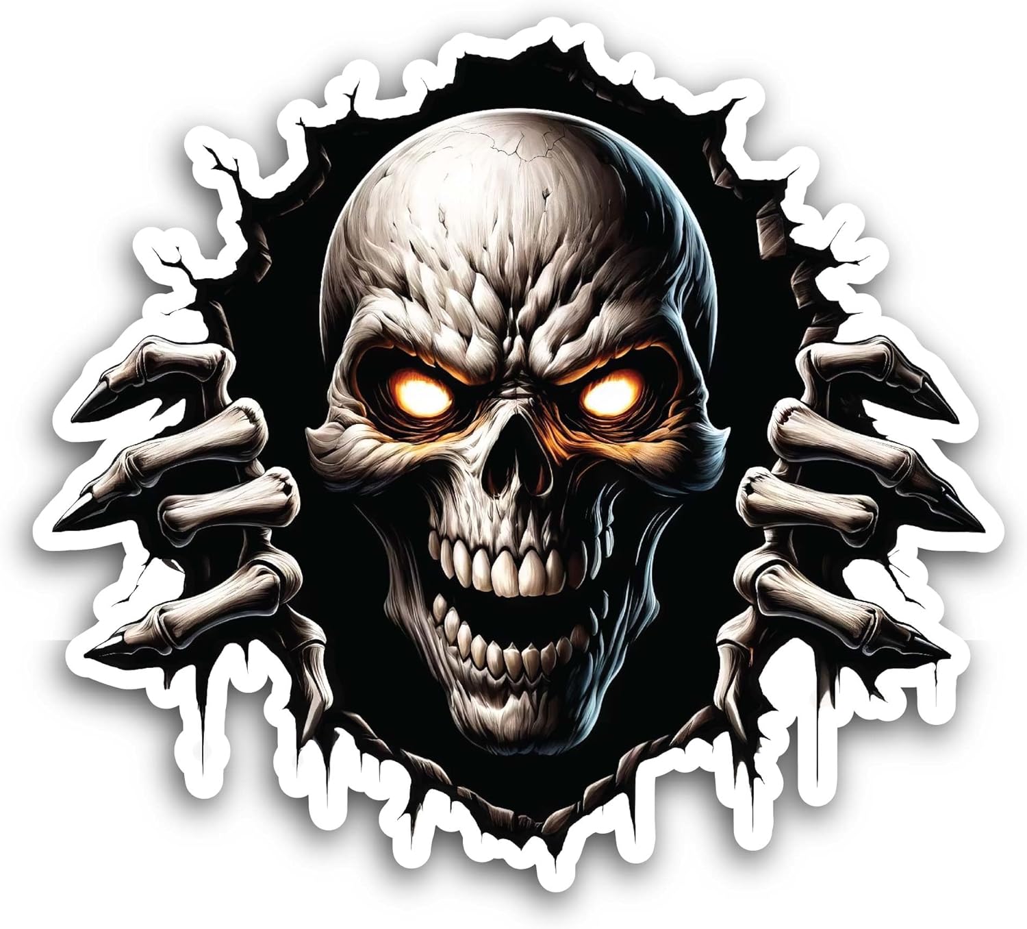 2 (Pieces) 3" and 5" Skull Ghost Sticker, Waterproof Vinyl Decals for Many Purpose Like Cars, Trucks, Laptops, Phones, Windows and More