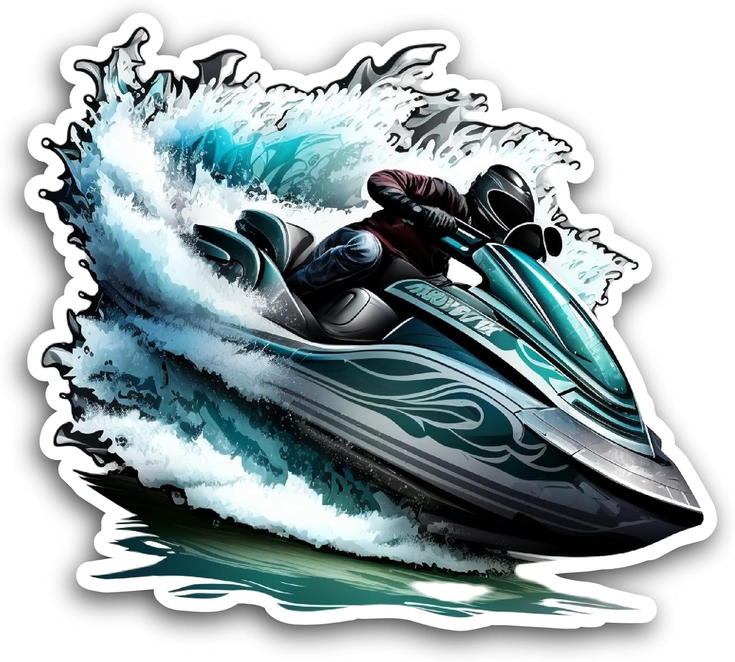 2 (Pieces) 3" and 5" Jet Boat Sticker, Waterproof Vinyl Decals for Many Purpose Like Cars, Trucks, Laptops, Phones, Windows and More
