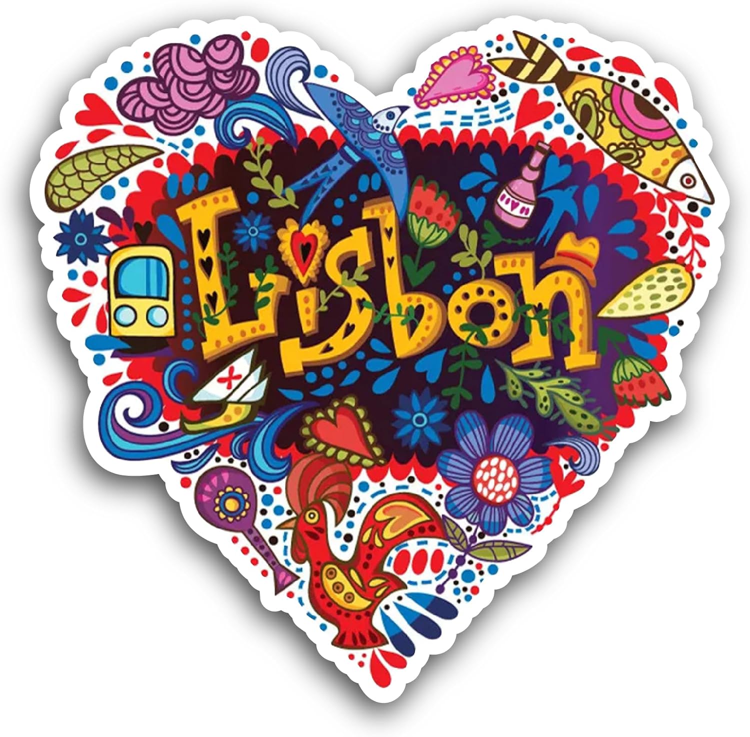 2 (Pieces) 3" and 5" Lisbon Sticker, Waterproof Vinyl Decals for Many Purpose Like Cars, Trucks, Laptops, Phones, Windows and More