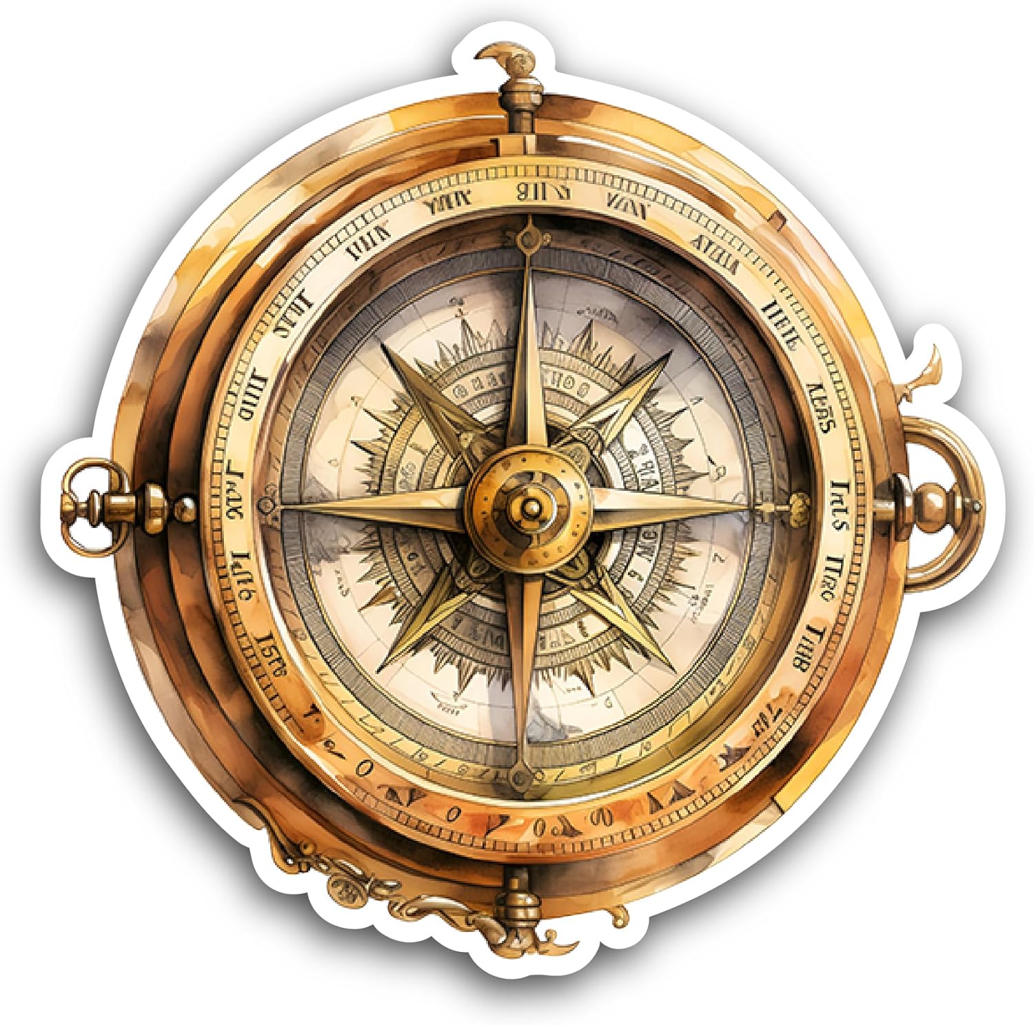 2 (Pieces) 3" and 5" Old Style Compass Sticker, Waterproof Vinyl Decals for Many Purpose Like Cars, Trucks, Laptops, Phones, Windows and More