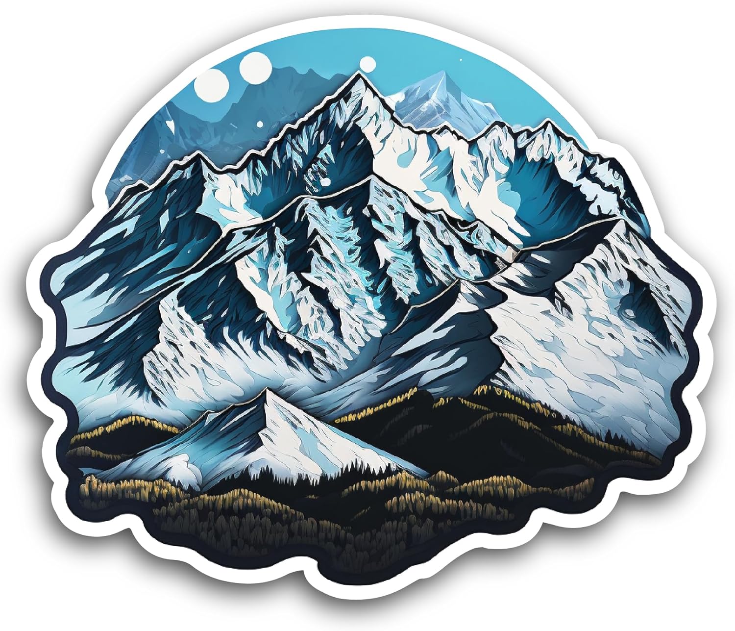 2 (Pieces) 3" and 5" Mountain Sticker, Waterproof Vinyl Decals for Many Purpose Like Cars, Trucks, Laptops, Phones, Windows and More