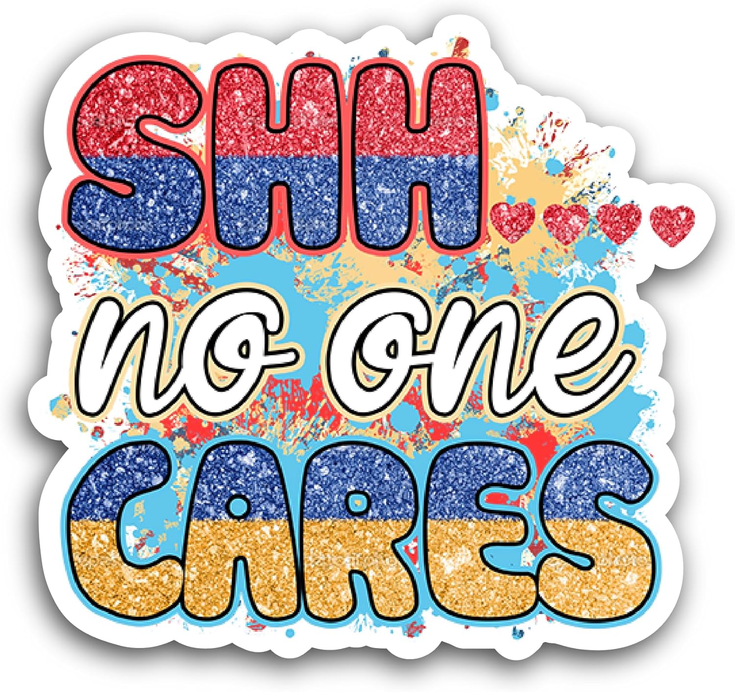 2 (Pieces) 3" and 5" No One Cares Sticker, Waterproof Vinyl Decals for Many Purpose Like Cars, Trucks, Laptops, Phones, Windows and More