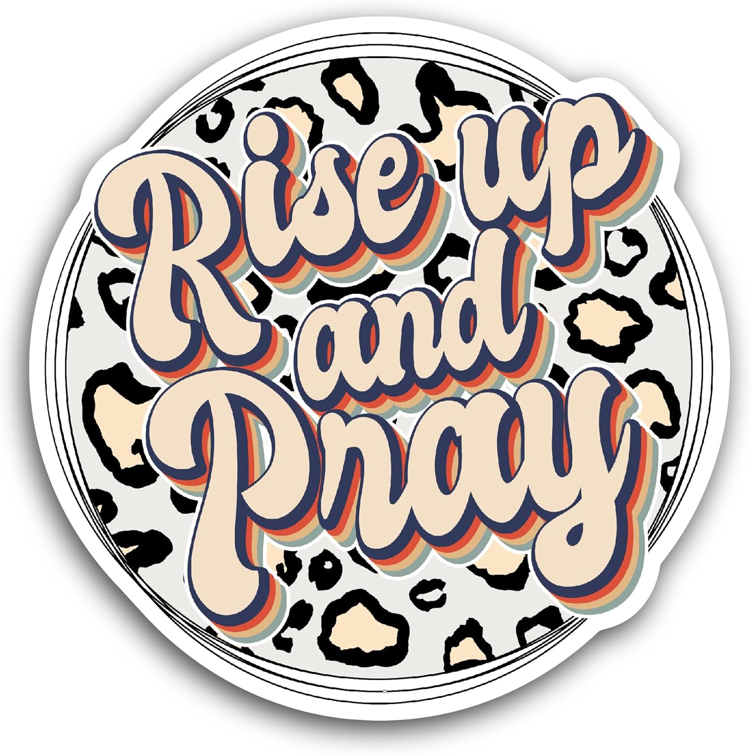 2 (Pieces) 3" and 5" Rise Up and Pray Text Sticker, Waterproof Vinyl Decals for Many Purpose Like Cars, Trucks, Laptops, Phones, Windows and More