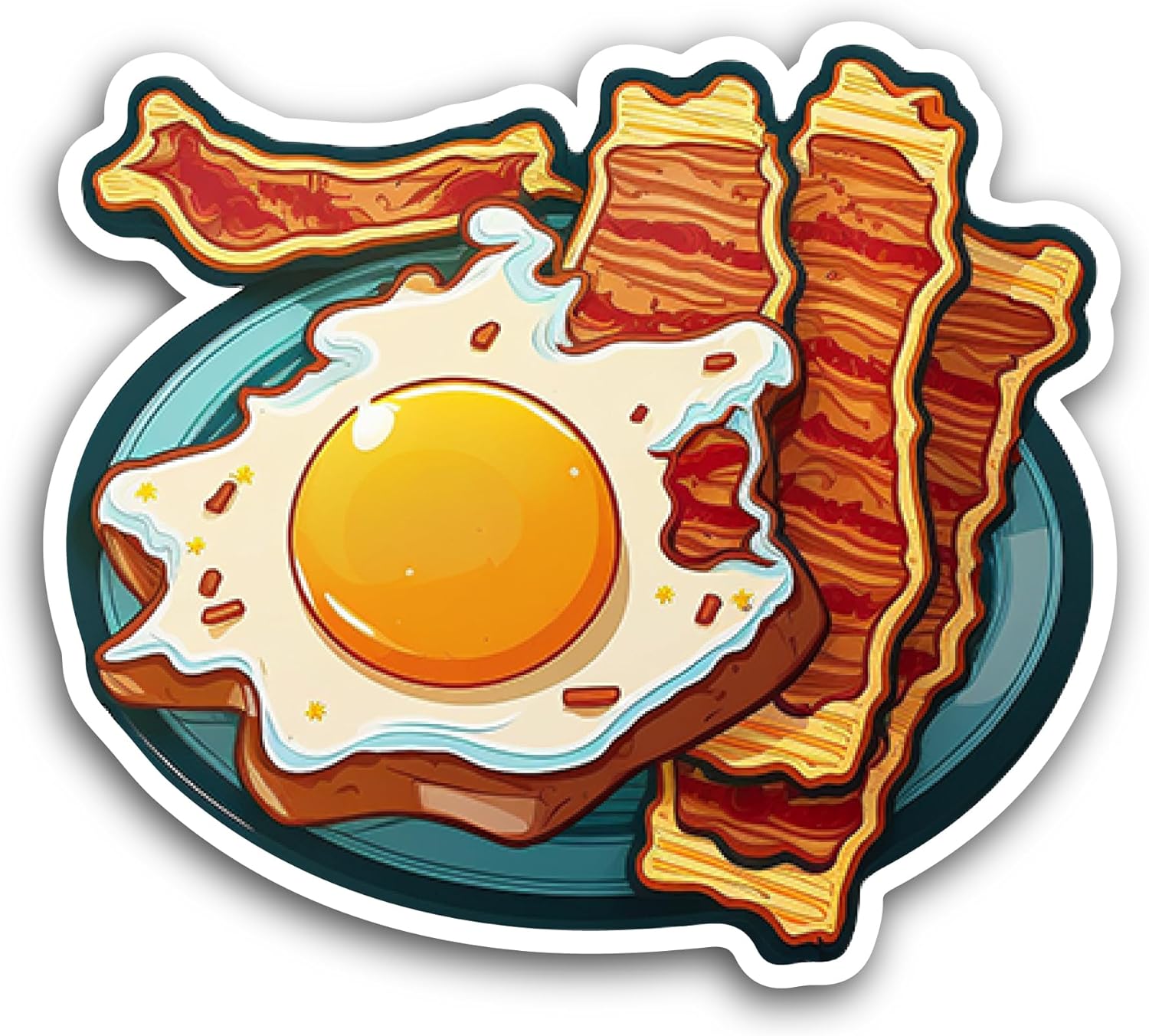 2 (Pieces) 3" and 5" Egg and Bacon Sticker, Waterproof Vinyl Decals for Many Purpose Like Cars, Trucks, Laptops, Phones, Windows and More