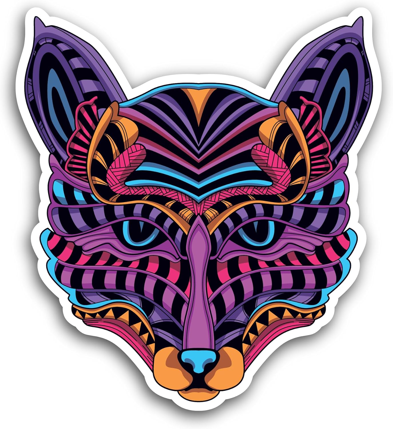 2 (Pieces) 3" and 5" Glow Color Wolf Sticker, Waterproof Vinyl Decals for Many Purpose Like Cars, Trucks, Laptops, Phones, Windows and More