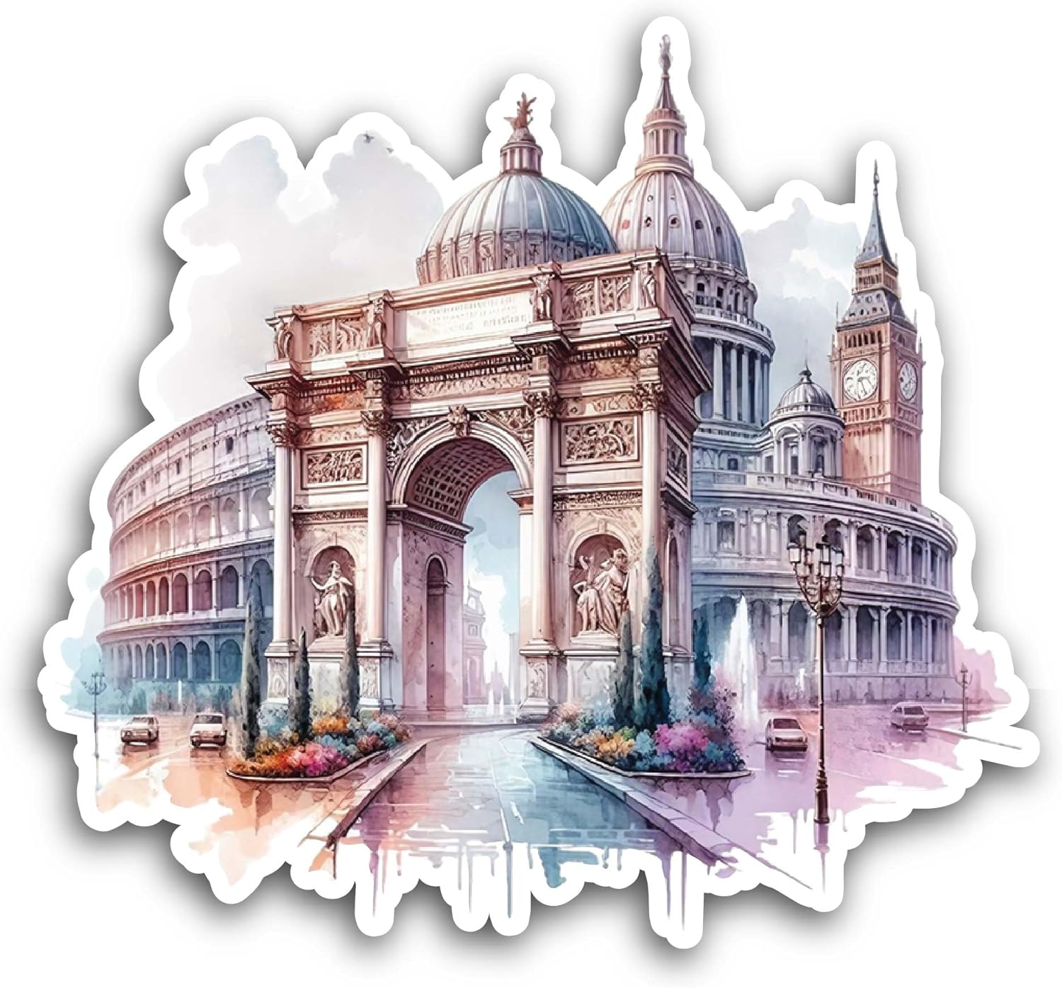 2 (Pieces) 3" and 5" Beautiful Building Sticker, Waterproof Vinyl Decals for Many Purpose Like Cars, Trucks, Laptops, Phones, Windows and More