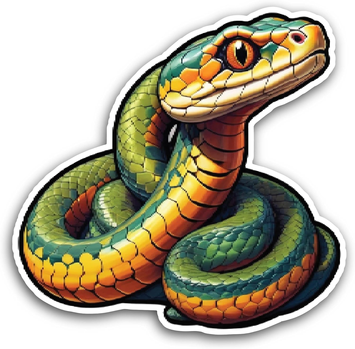 2 (Pieces) 3" and 5" Green Snake Sticker, Waterproof Vinyl Decals for Many Purpose Like Cars, Trucks, Laptops, Phones, Windows and More