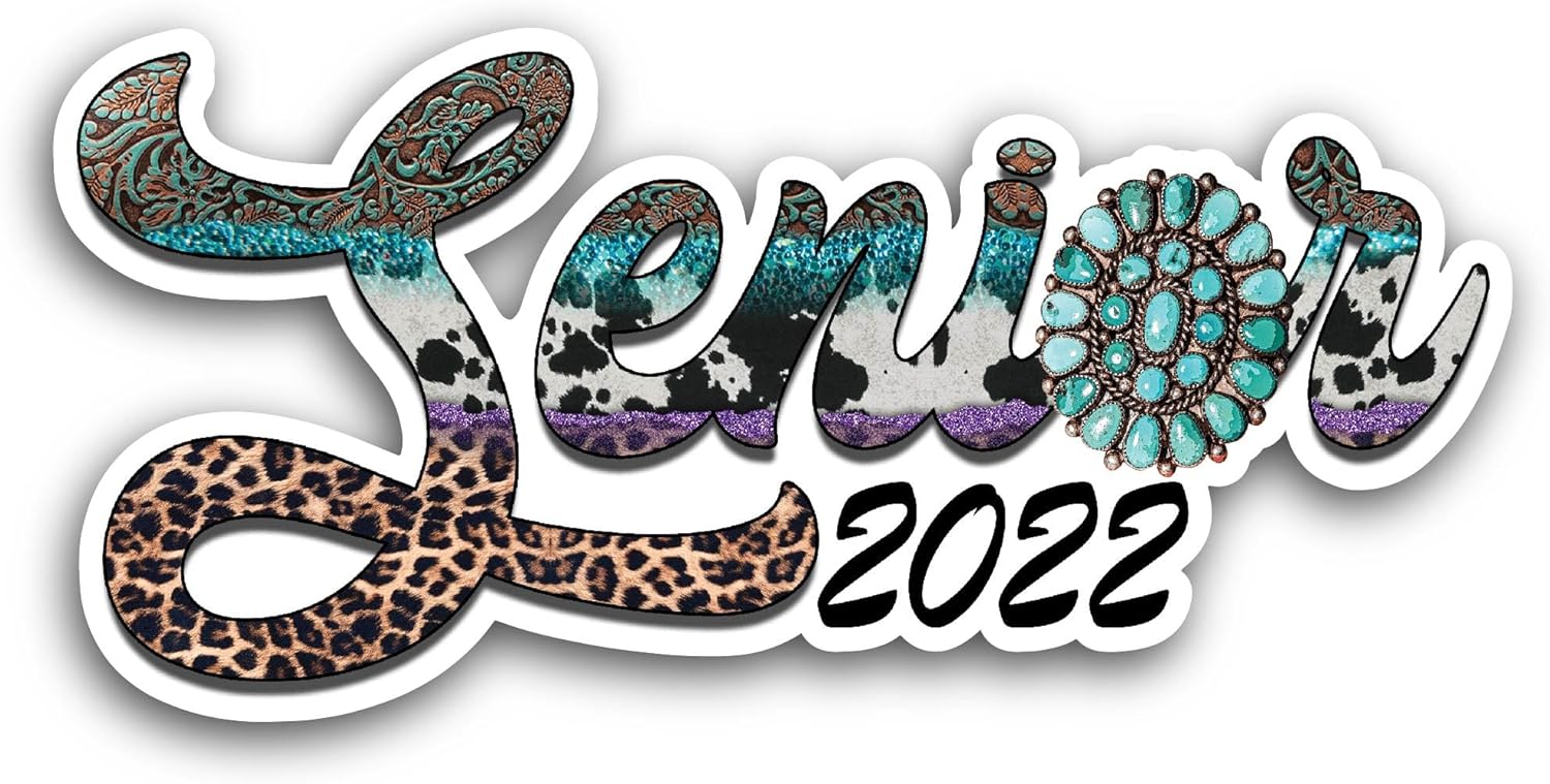 2 (Pieces) 3" and 5" Senior Sticker, Waterproof Vinyl Decals for Many Purpose Like Cars, Trucks, Laptops, Phones, Windows and More