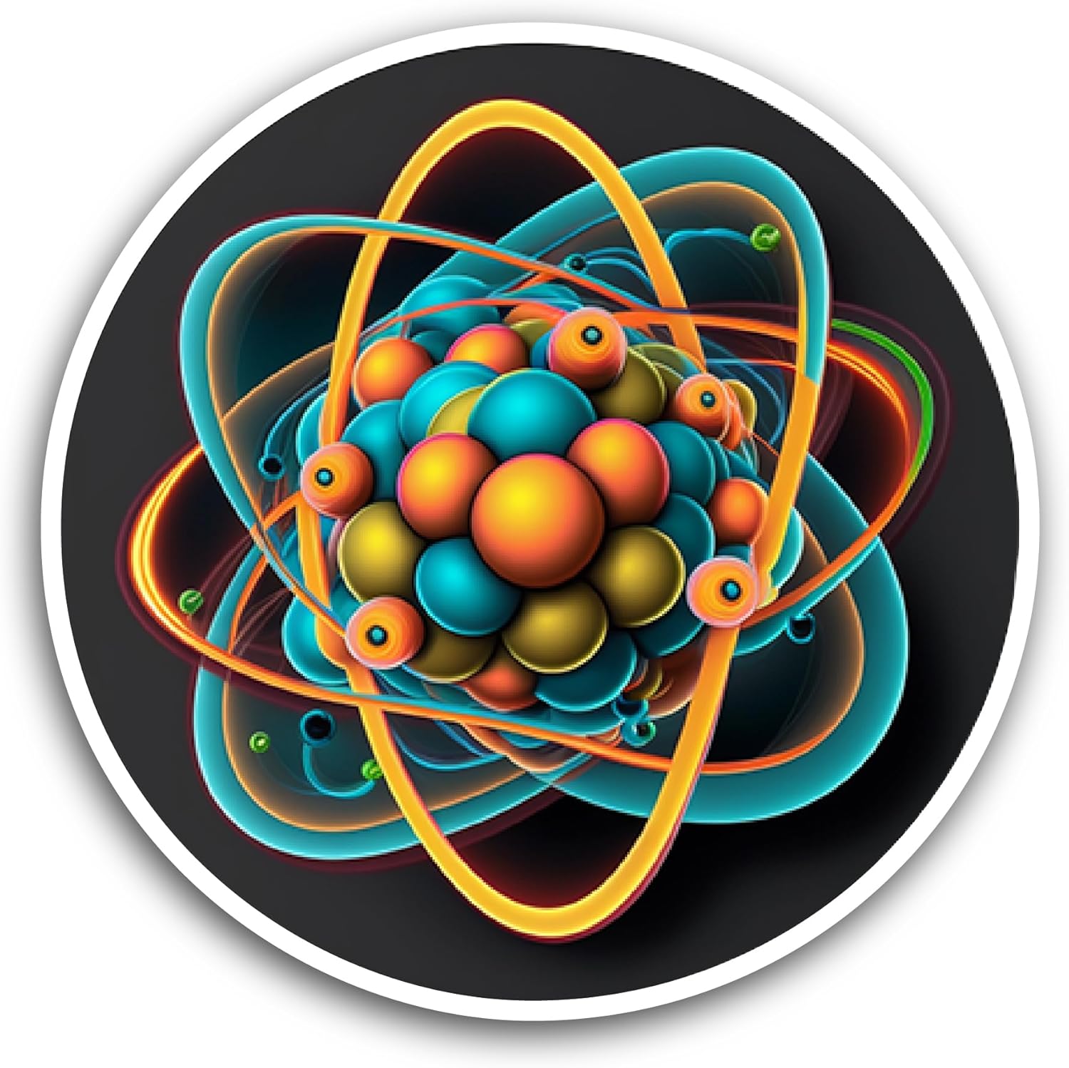 2 (Pieces) 3" and 5" Structure of an Atom Sticker, Waterproof Vinyl Decals for Many Purpose Like Cars, Trucks, Laptops, Phones, Windows and More