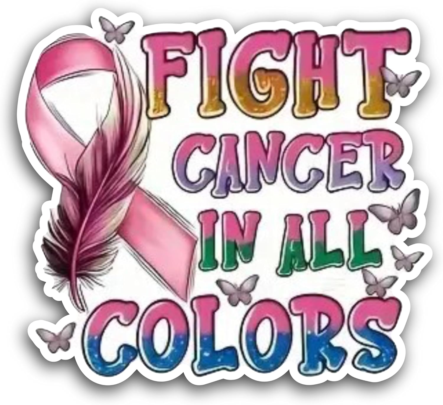 2 (Pieces) 3"" and 5"" Fight Cancer Decal Sticker, Waterproof Vinyl Decals for Many Purpose Like Cars, Truck...