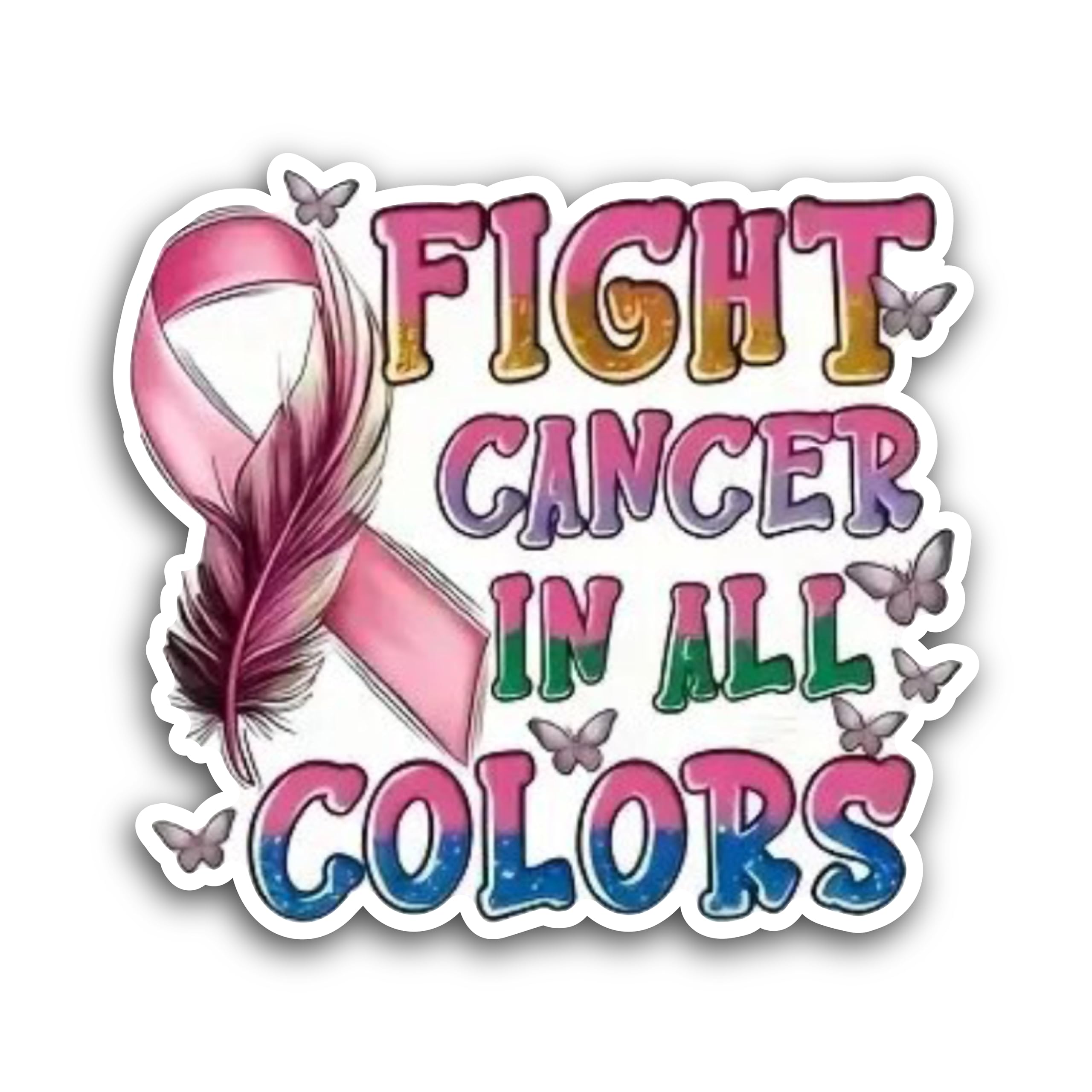 2 (Pieces) 3"" and 5"" Fight Cancer Decal Sticker, Waterproof Vinyl Decals for Many Purpose Like Car