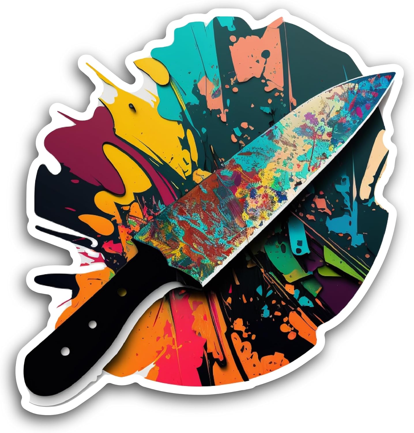 2 (Pieces) 3" and 5" Colorful Knife Sticker, Waterproof Vinyl Decals for Many Purpose Like Cars, Trucks, Laptops, Phones, Windows and More