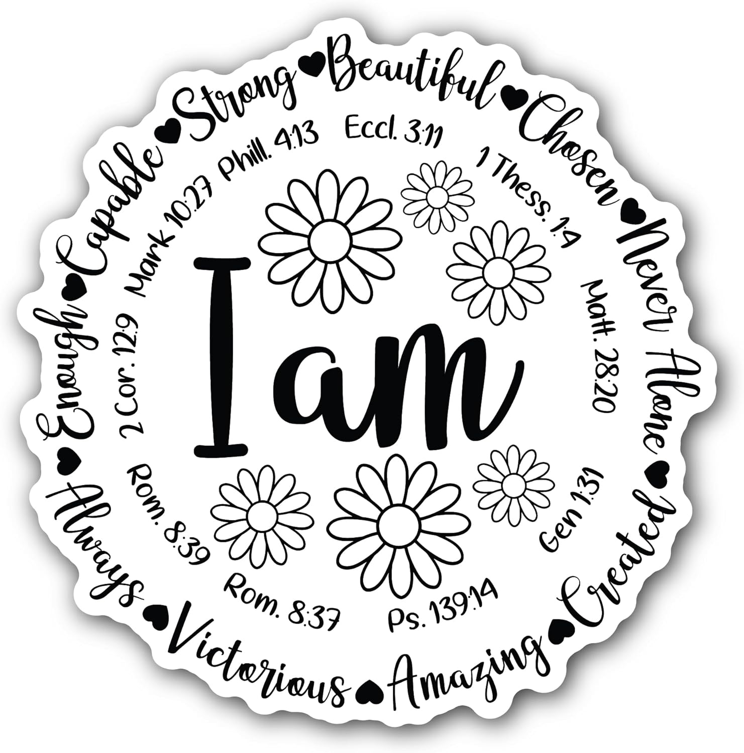 2 (Pieces) 3" and 5" I Am Text Sticker, Waterproof Vinyl Decals for Many Purpose Like Cars, Trucks, Laptops, Phones, Windows and More