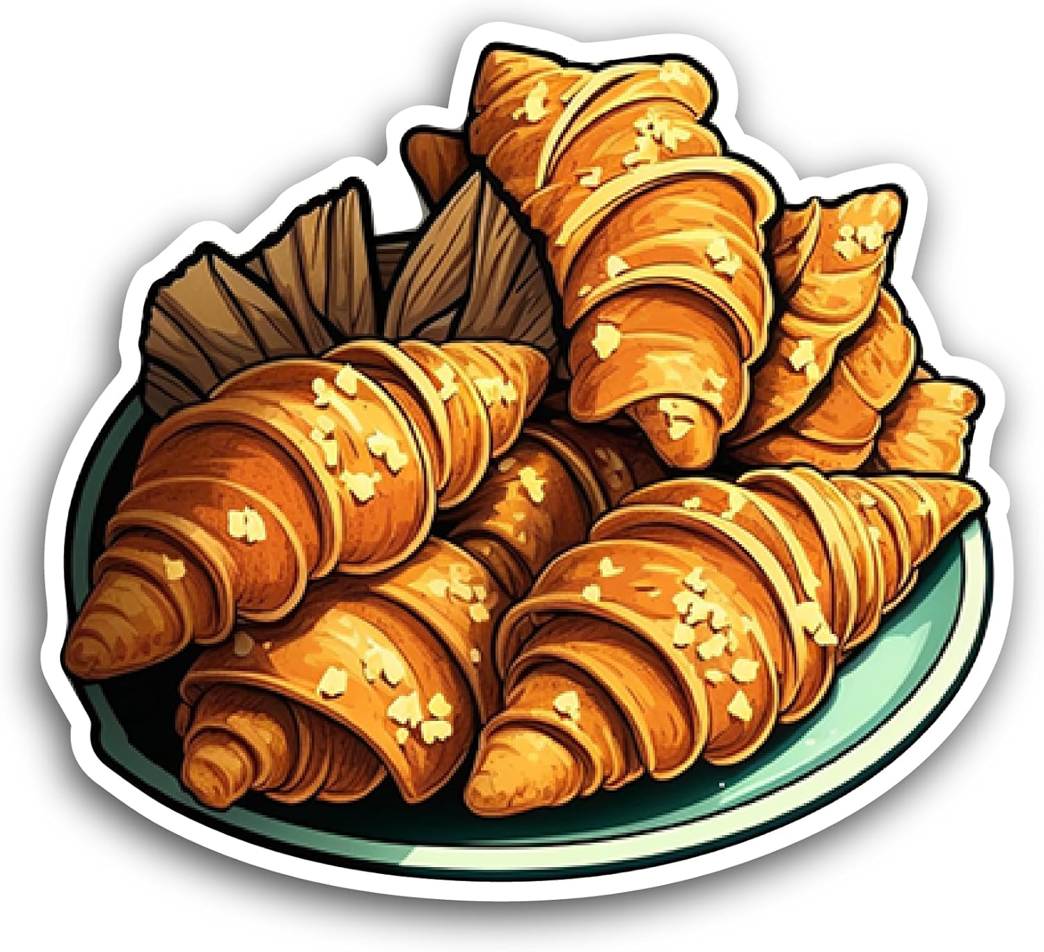 2 (Pieces) 3" and 5" Croissant Sticker, Waterproof Vinyl Decals for Many Purpose Like Cars, Trucks, Laptops, Phones, Windows and More