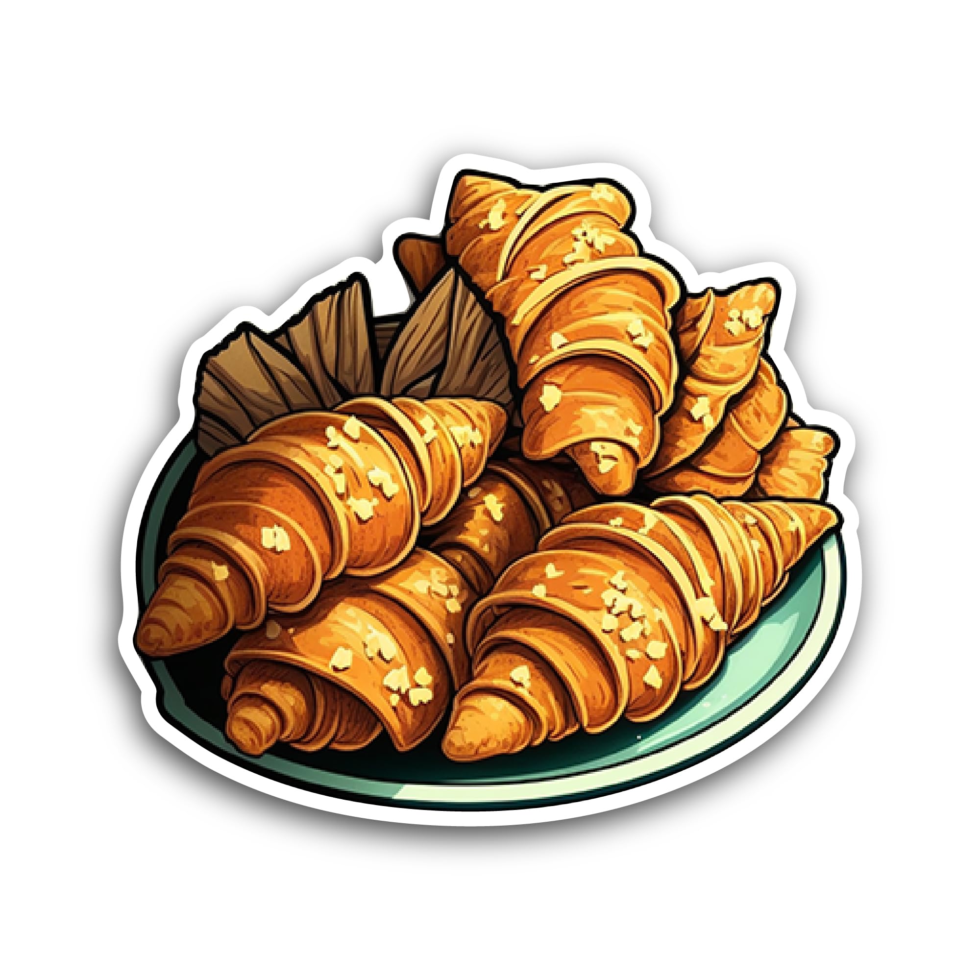 2 (Pieces) 3" and 5" Croissant Sticker, Waterproof Vinyl Decals for Many Purpose Like Cars, Trucks, 