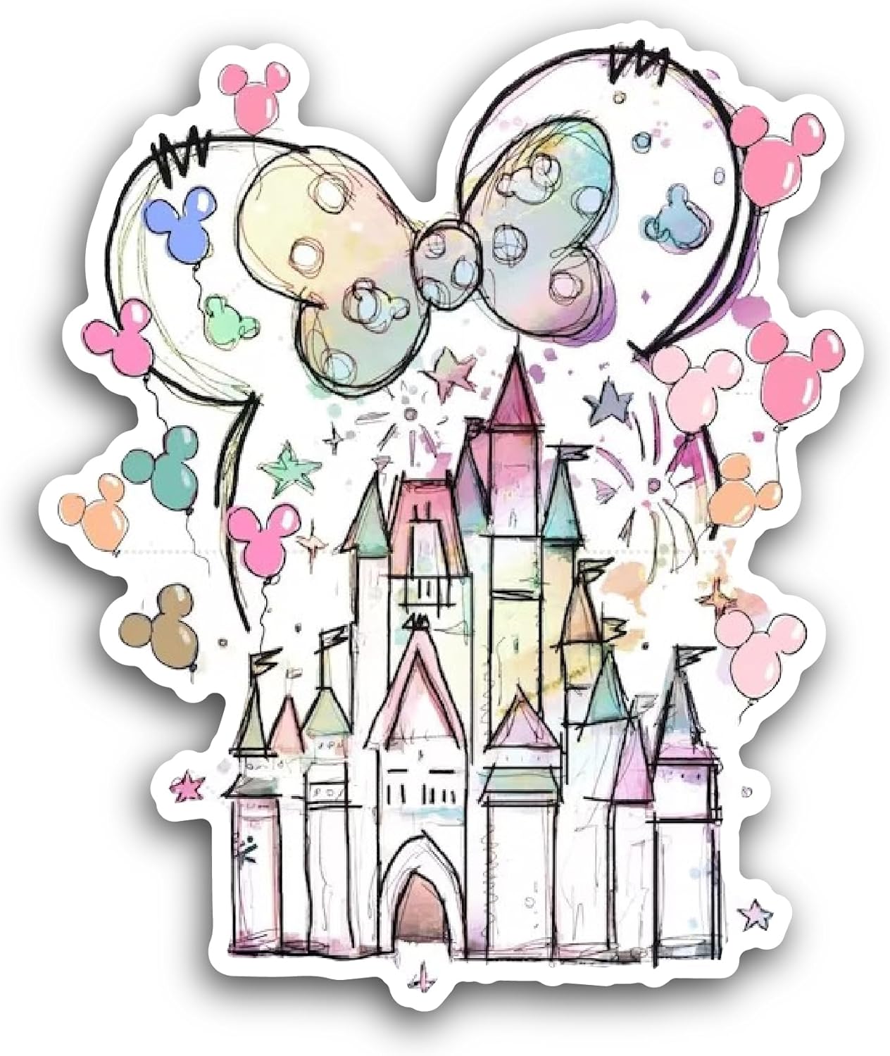 2 (Pieces) 3" and 5" Beautiful Castle Sticker, Waterproof Vinyl Decals for Many Purpose Like Cars, Trucks, Laptops, Phones, Windows and More