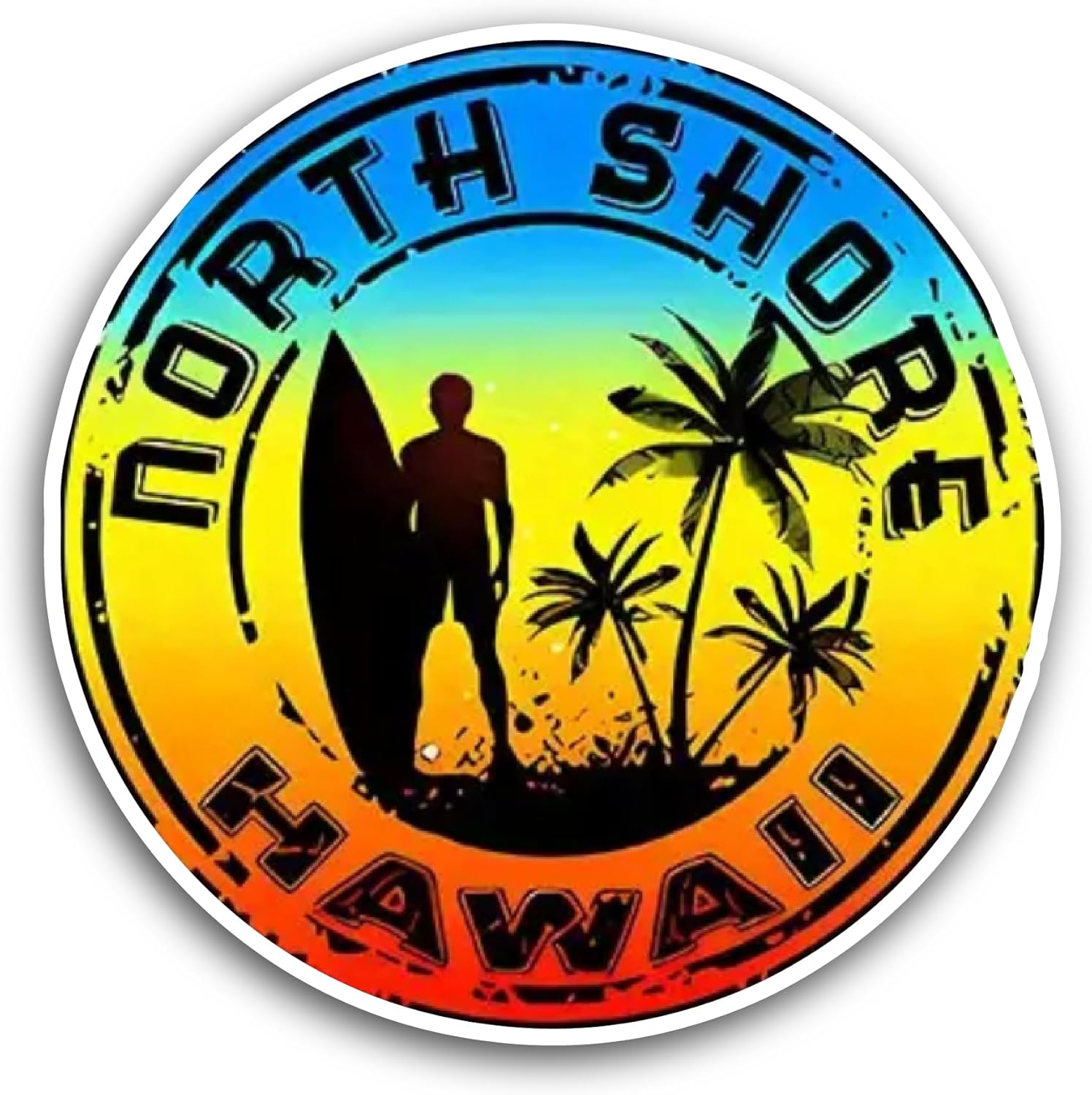 2 (Pieces) 3" and 5" North Shore Hawaii Sticker, Waterproof Vinyl Decals for Many Purpose Like Cars, Trucks, Laptops, Phones, Windows and More
