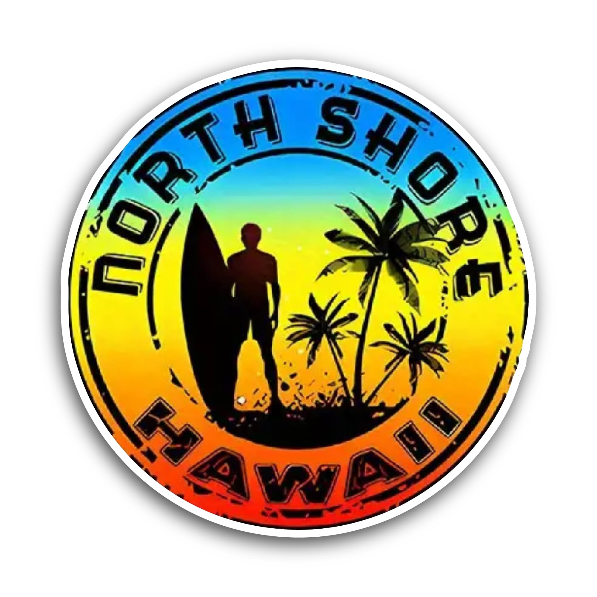 2 (Pieces) 3" and 5" North Shore Hawaii Sticker, Waterproof Vinyl Decals for Many Purpose Like Cars,