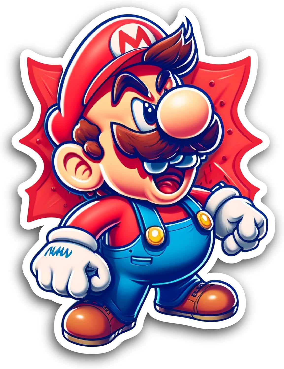 2 (Pieces) 3" and 5" Cartoon Character with Blue Outfit Sticker, Waterproof Vinyl Decals for Many Purpose Like Cars, Trucks, Laptops, Phones, Windows and More
