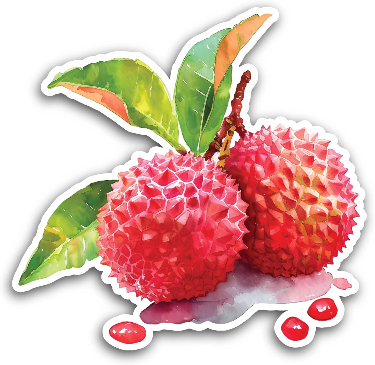 2 (Pieces) 3" and 5" Lychee Fruit Sticker, Waterproof Vinyl Decals for Many Purpose Like Cars, Trucks, Laptops, Phones, Windows and More
