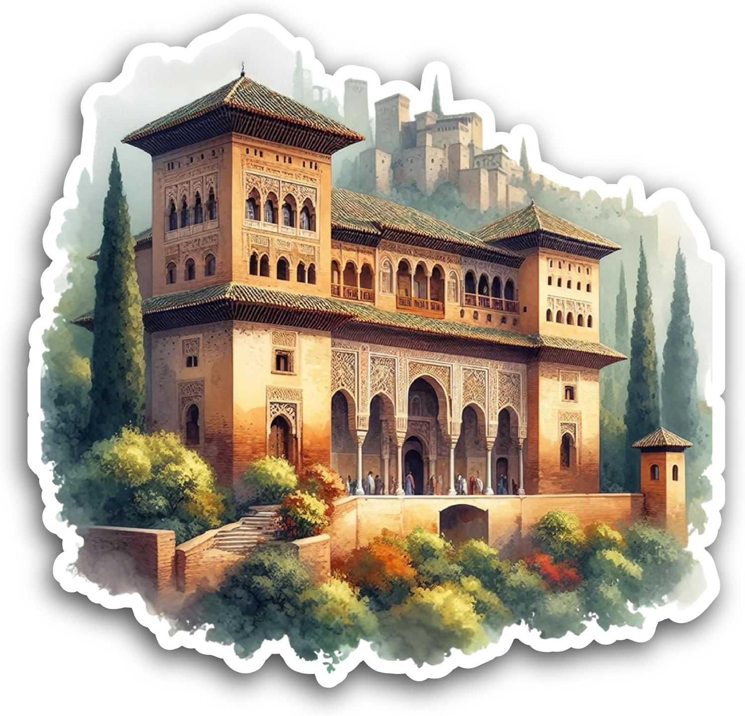 2 (Pieces) 3" and 5" Beautiful Palace Sticker, Waterproof Vinyl Decals for Many Purpose Like Cars, Trucks, Laptops, Phones, Windows and More