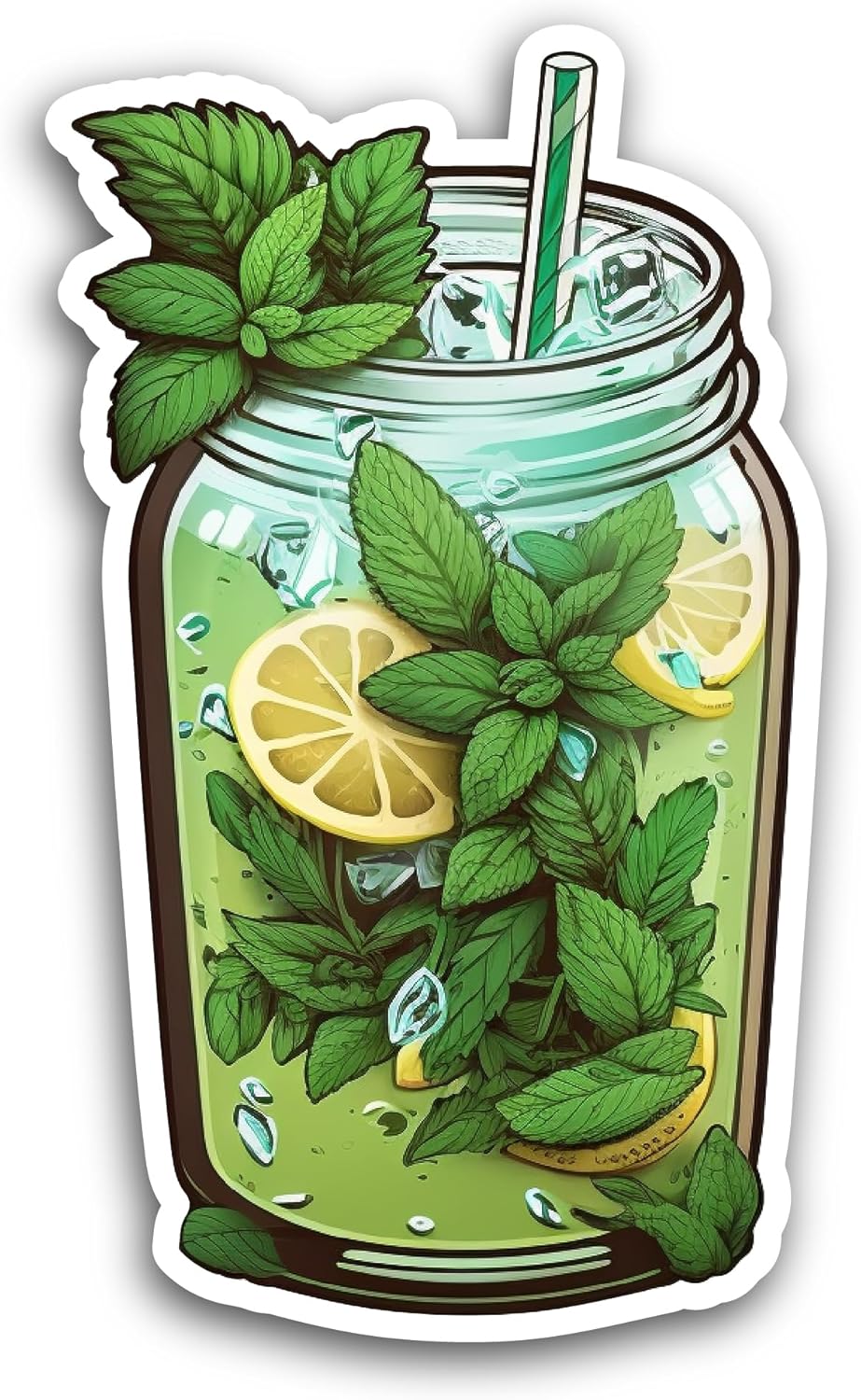 2 (Pieces) 3" and 5" Lemonade with Basil and Mint Sticker, Waterproof Vinyl Decals for Many Purpose Like Cars, Trucks, Laptops, Phones, Windows and More