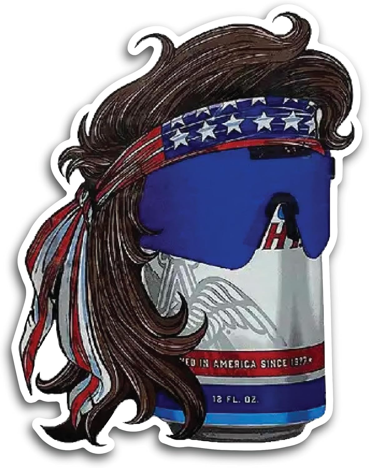 2 (Pieces) 3" and 5" Wig and Glass on a Can Decal Sticker, Waterproof Vinyl Decals for Many Purpose Like Cars, Trucks, Laptops, Phones, Windows and More