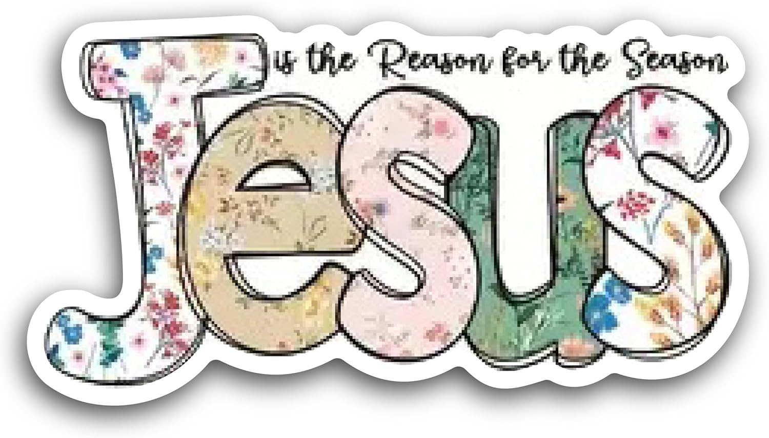 2 (Pieces) 3" and 5" Jesus is The Reason for The Season Decal Sticker, Waterproof Vinyl Decals for Many Purpose Like Cars, Trucks, Laptops, Phones, Windows and More