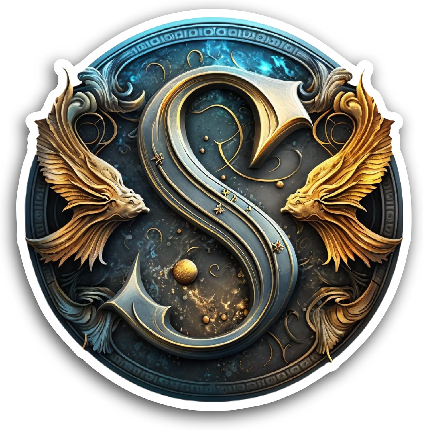2 (Pieces) 3" and 5" Gold Letter S Sticker, Waterproof Vinyl Decals for Many Purpose Like Cars, Trucks, Laptops, Phones, Windows and More