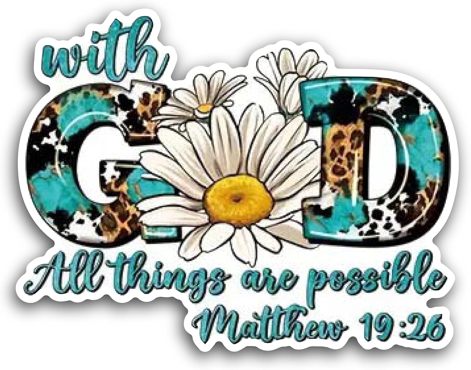 2 (Pieces) 3" and 5" with God All Things are Possible Decal Sticker, Waterproof Vinyl Decals for Many Purpose Like Cars, Trucks, Laptops, Phones, Windows and More