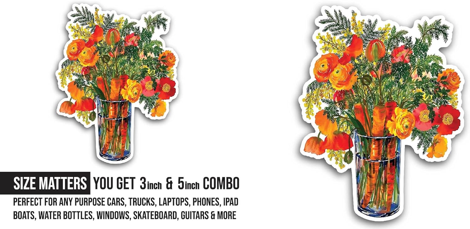 2 (Pieces) 3" and 5" Red Flowers Branch Sticker, Waterproof Vinyl Decals for Many Purpose Like Cars, Trucks, Laptops, Phones, Windows and More