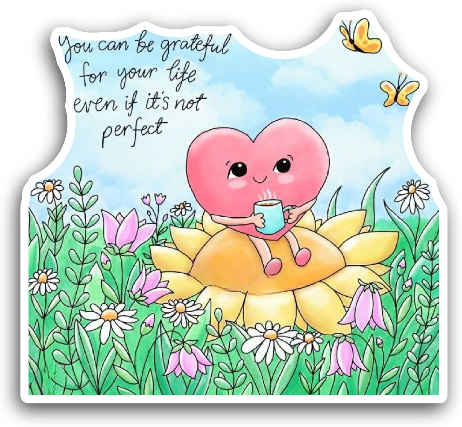 2 (Pieces) 3" and 5" You Can Be Grateful For Your Life Text Sticker, Waterproof Vinyl Decals for Many Purpose Like Cars, Trucks, Laptops, Phones, Windows and More
