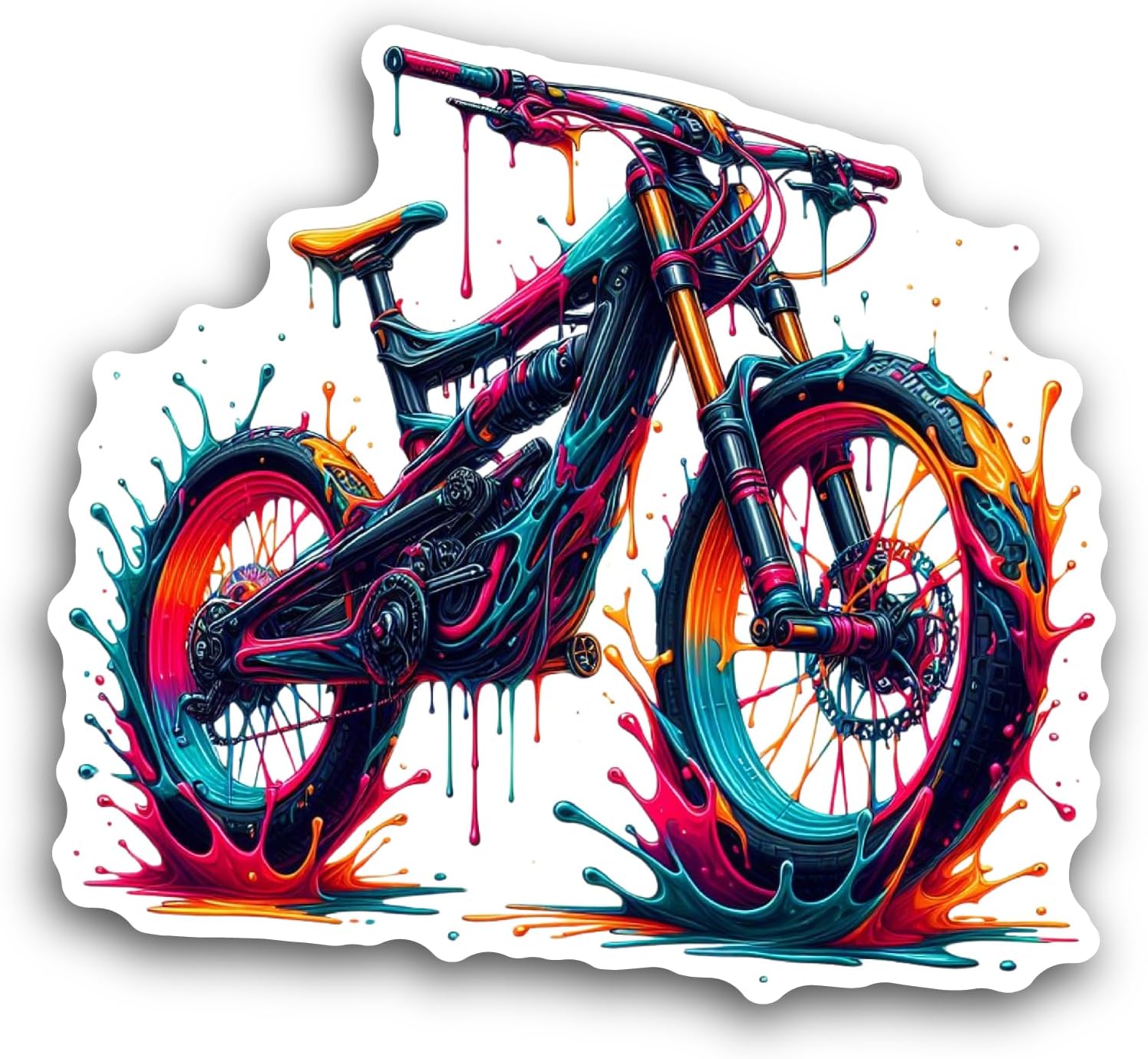 2 (Pieces) 3" and 5" Colorful Bike Sticker, Waterproof Vinyl Decals for Many Purpose Like Cars, Trucks, Laptops, Phones, Windows and More