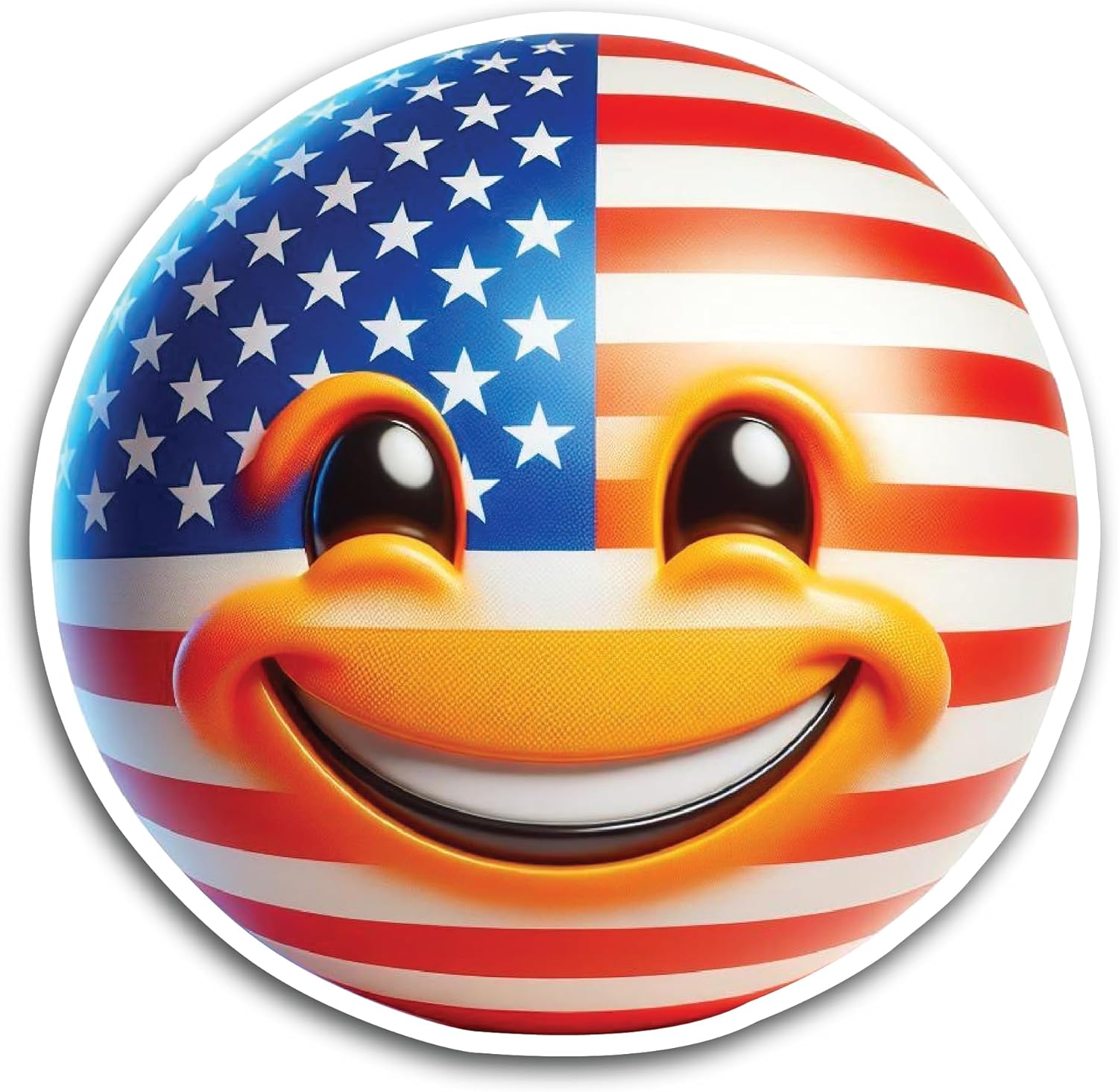 2 (Pieces) 3" and 5" Smiley American Flag Emoji Decal Sticker, Waterproof Vinyl Decals for Many Purpose Like Cars, Trucks, Laptops, Phones, Windows and More
