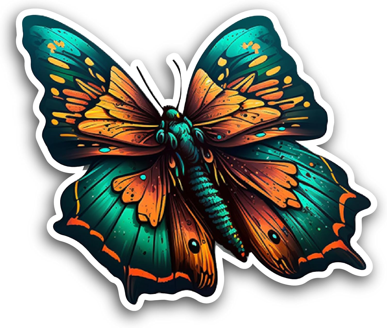 2 (Pieces) 3" and 5" Green Yellow Butterfly Sticker, Waterproof Vinyl Decals for Many Purpose Like Cars, Trucks, Laptops, Phones, Windows and More
