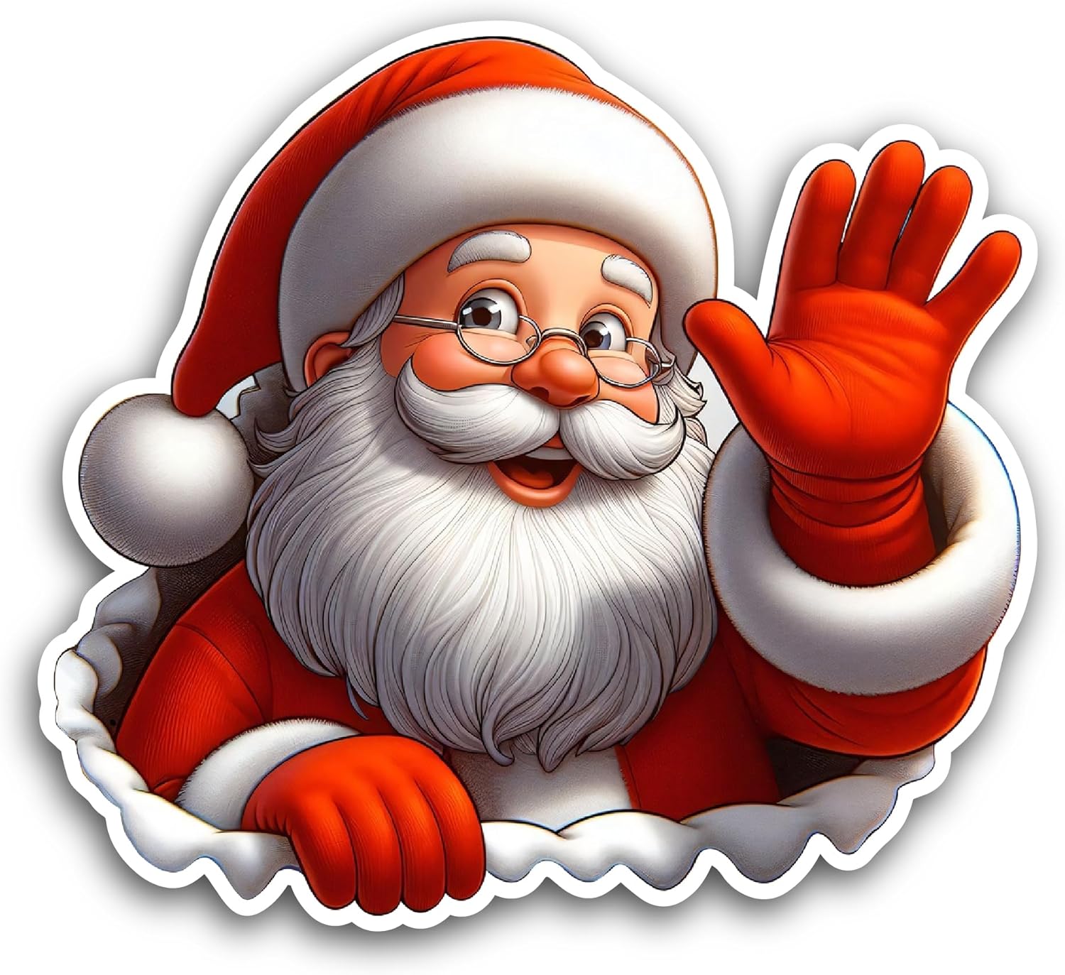 2 (Pieces) 3" and 5" Santa Claus Sticker, Waterproof Vinyl Decals for Many Purpose Like Cars, Trucks, Laptops, Phones, Windows and More