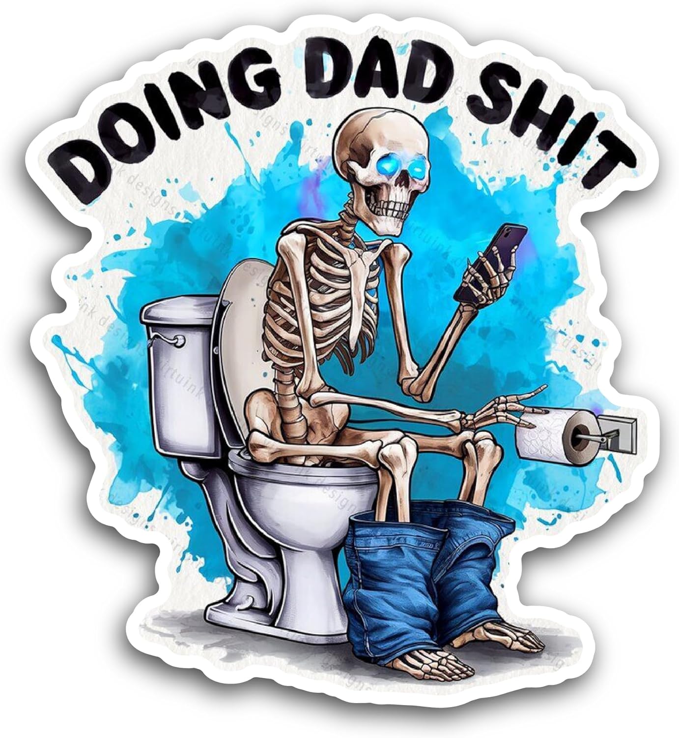 2 (Pieces) 3" and 5" Doing Dad Shit Sticker, Waterproof Vinyl Decals for Many Purpose Like Cars, Trucks, Laptops, Phones, Windows and More