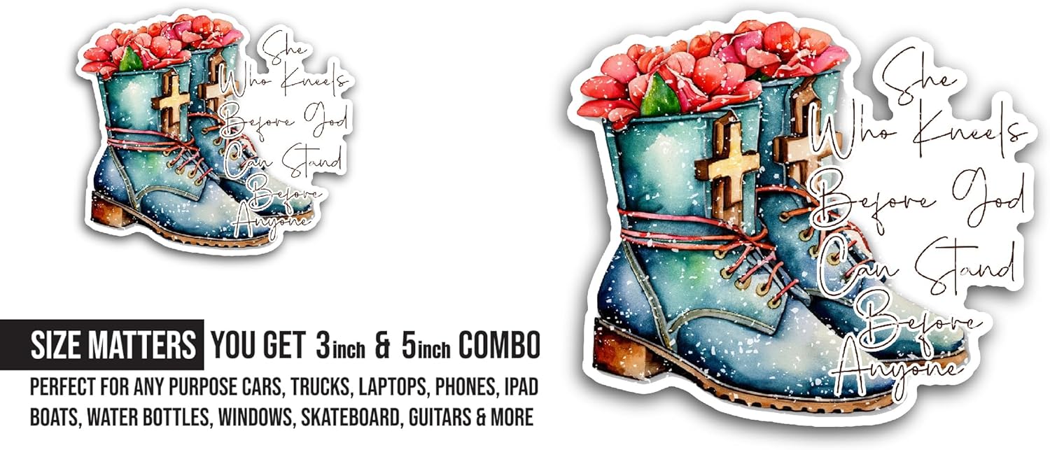 2 (Pieces) 3" and 5" She Who Kneels Before God Sticker, Waterproof Vinyl Decals for Many Purpose Like Cars, Trucks, Laptops, Phones, Windows and More