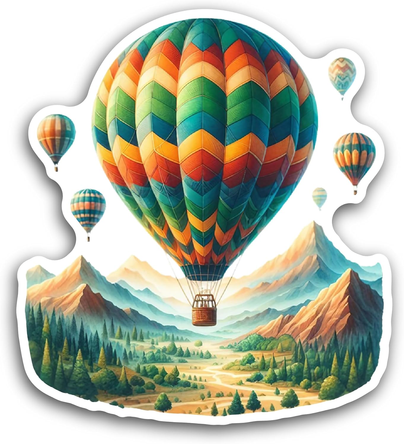 2 (Pieces) 3" and 5" Hot Air Balloons Sticker, Waterproof Vinyl Decals for Many Purpose Like Cars, Trucks, Laptops, Phones, Windows and More