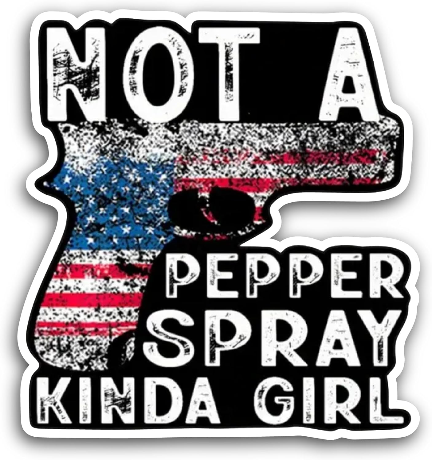 2 (Pieces) 3" and 5" Not A Pepper Spray Kinda Girl Sticker, Waterproof Vinyl Decals for Many Purpose Like Cars, Trucks, Laptops, Phones, Windows and More