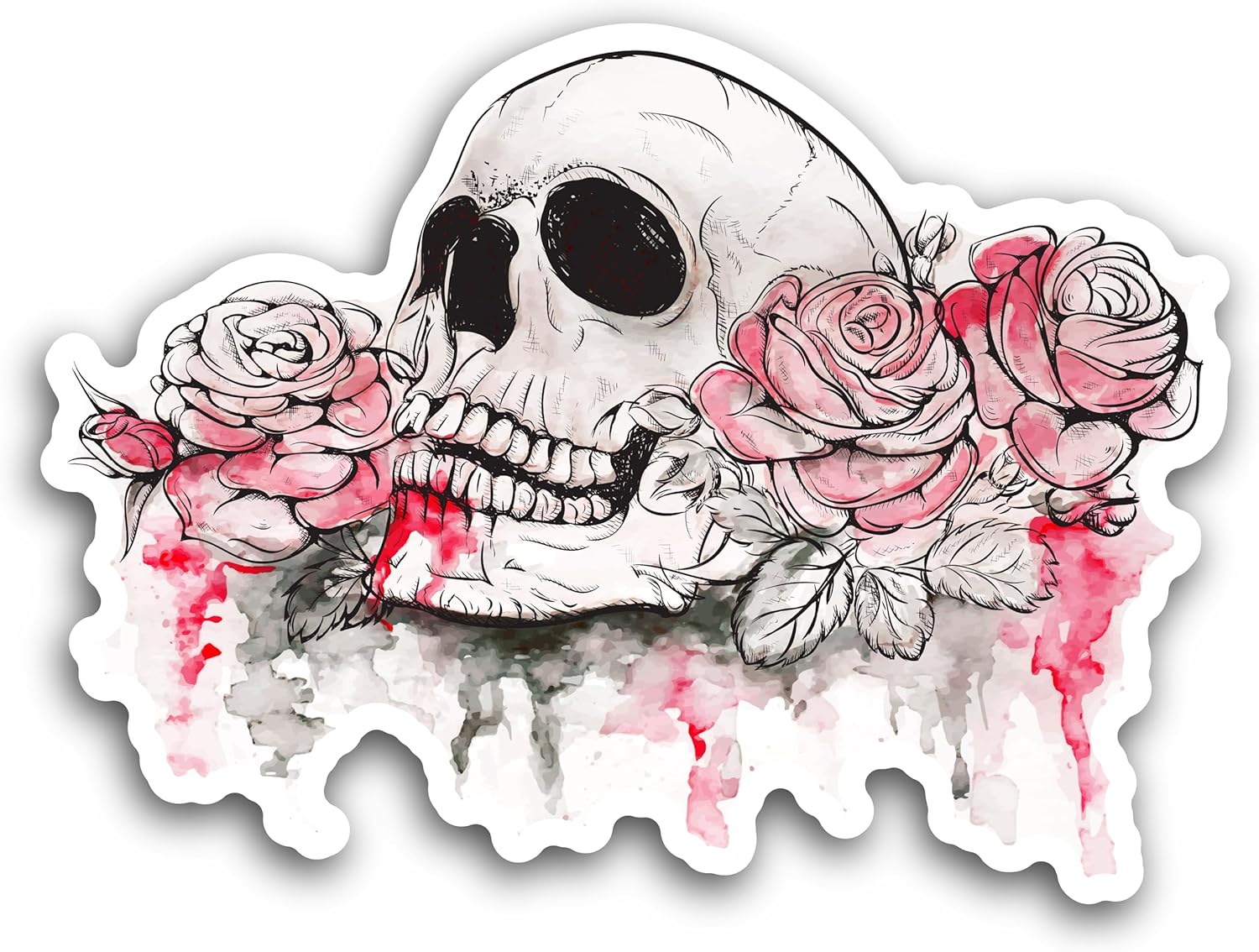 2 (Pieces) 3" and 5" Skeleton with Flowers Decal Sticker, Waterproof Vinyl Decals for Many Purpose Like Cars, Trucks, Laptops, Phones, Windows and More
