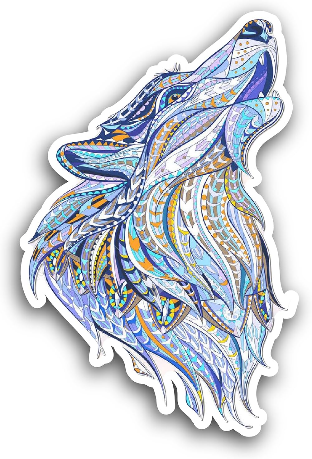 2 (Pieces) 3" and 5" Wooden Wolf Sticker, Waterproof Vinyl Decals for Many Purpose Like Cars, Trucks, Laptops, Phones, Windows and More