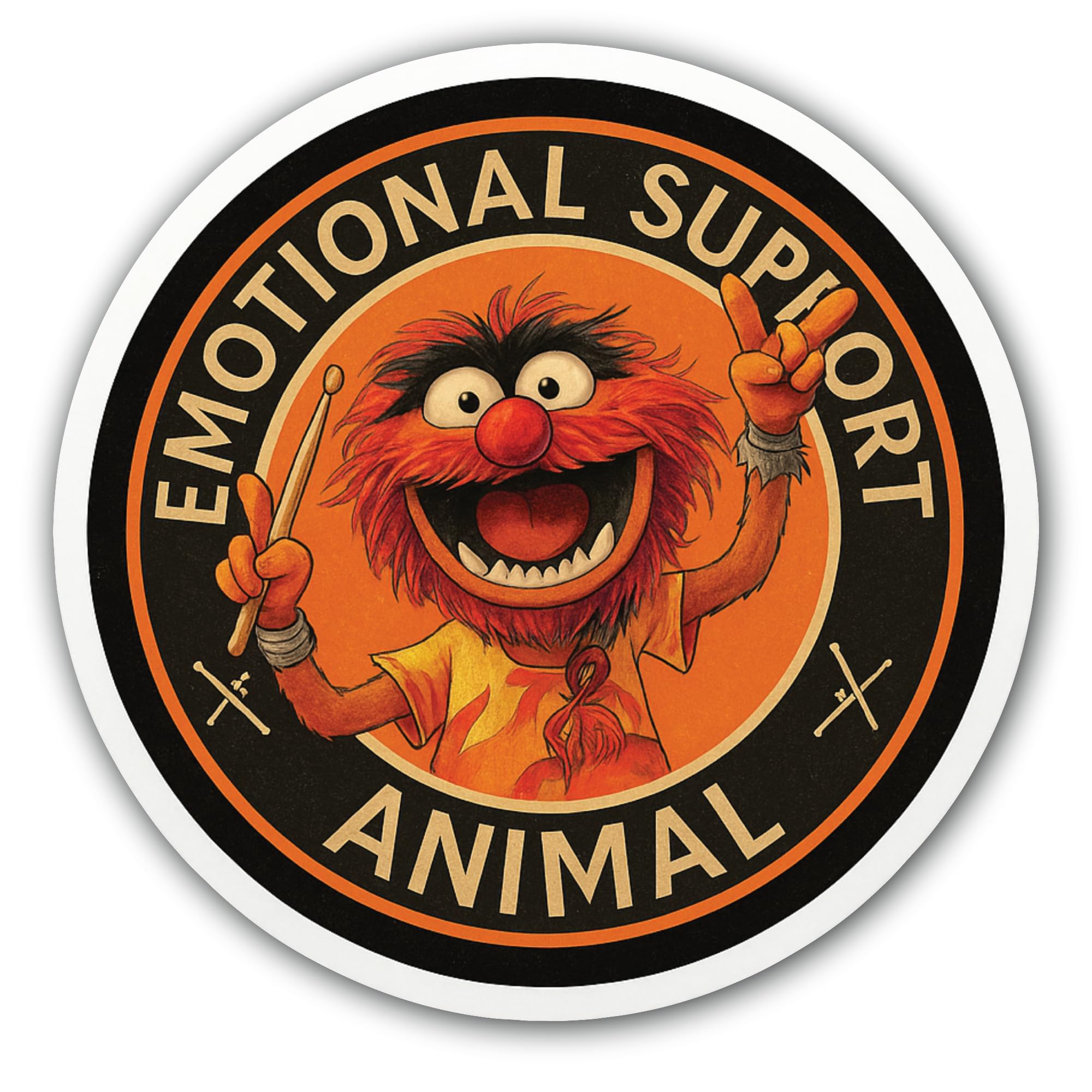 2 (Pieces) 3" and 5" Muppets Emotional Support Sticker, Waterproof Vinyl Decals for Many Purpose Lik
