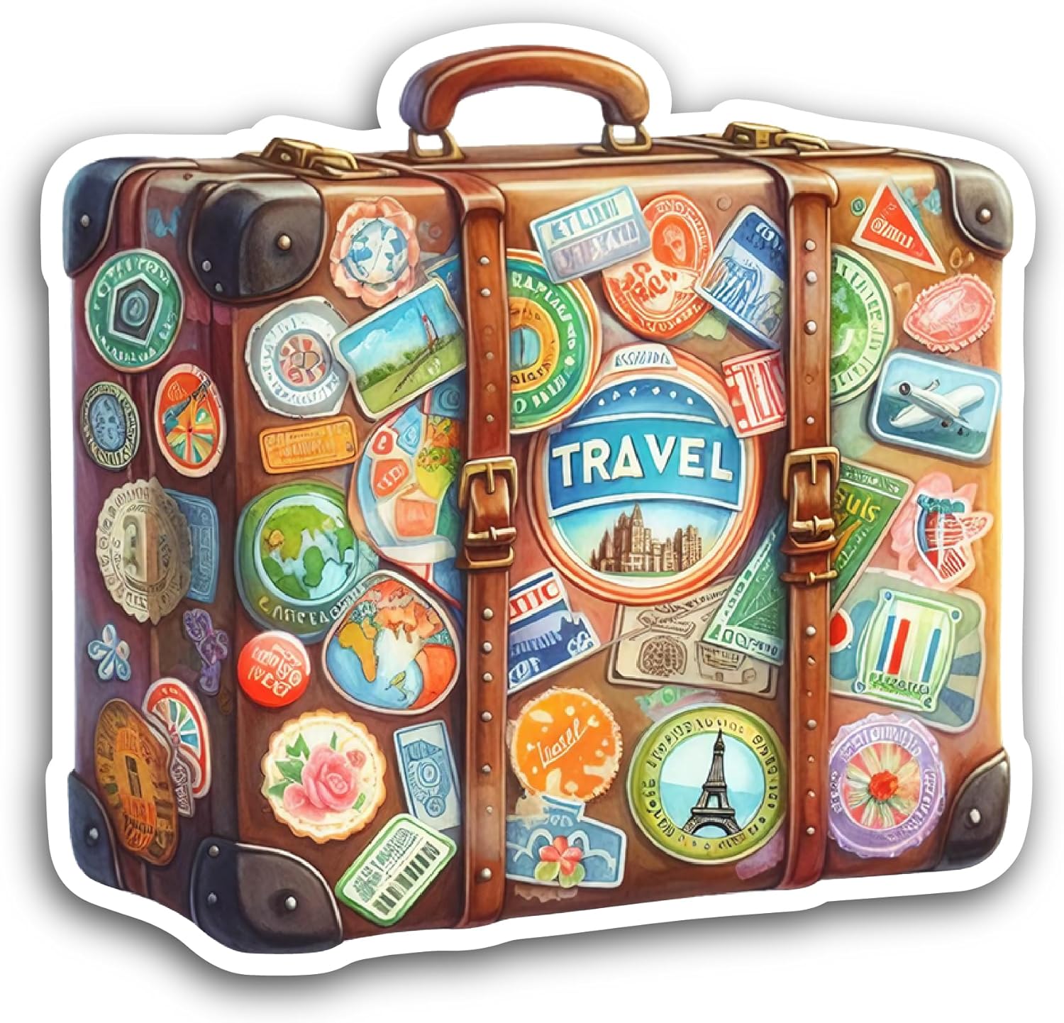 2 (Pieces) 3" and 5" Travel Stickers On Suitcase Sticker, Waterproof Vinyl Decals for Many Purpose Like Cars, Trucks, Laptops, Phones, Windows and More