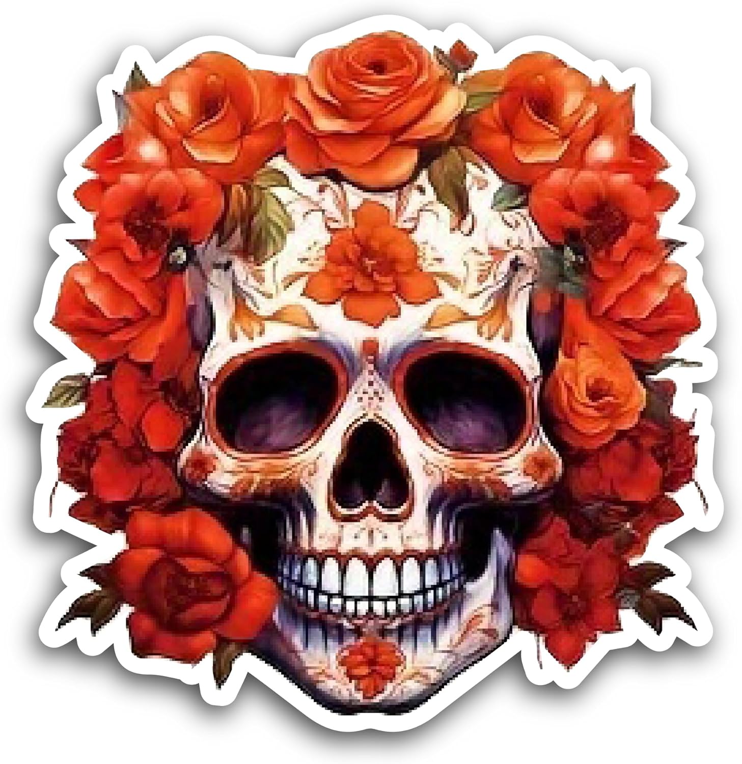 2 (Pieces) 3" and 5" Skull Made of Roses Sticker, Waterproof Vinyl Decals for Many Purpose Like Cars, Trucks, Laptops, Phones, Windows and More