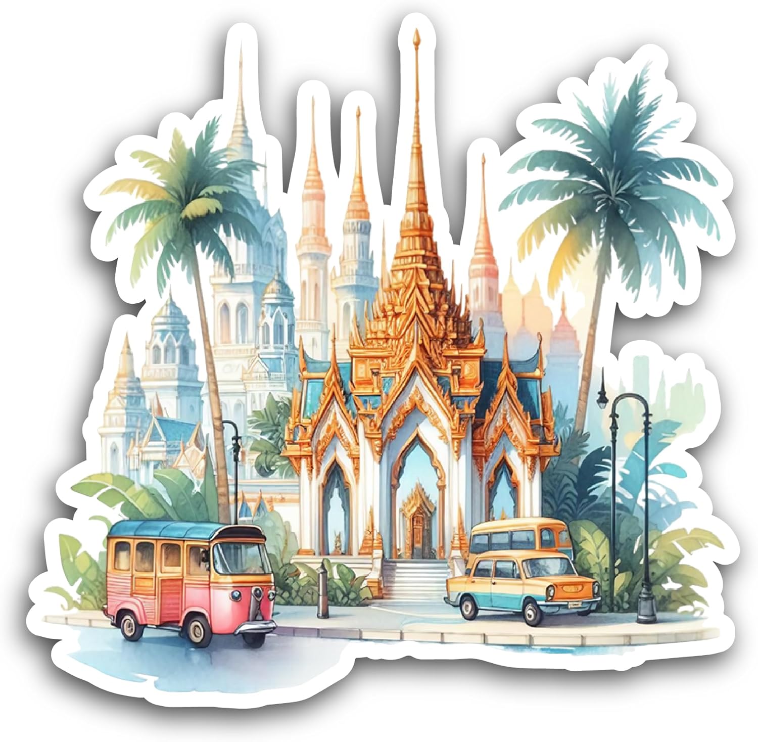 2 (Pieces) 3" and 5" Thailand City Sticker, Waterproof Vinyl Decals for Many Purpose Like Cars, Trucks, Laptops, Phones, Windows and More