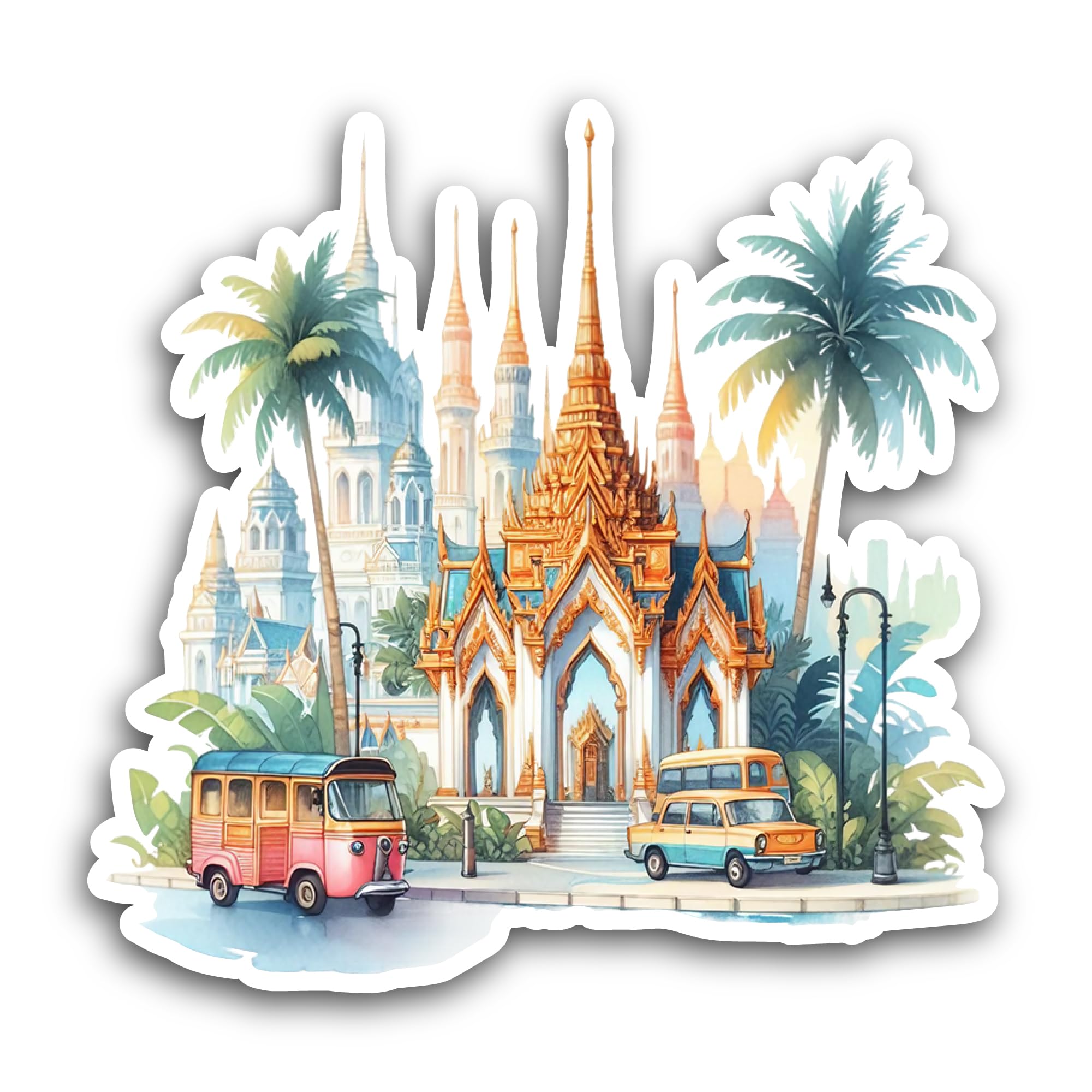 2 (Pieces) 3" and 5" Thailand City Sticker, Waterproof Vinyl Decals for Many Purpose Like Cars, Truc