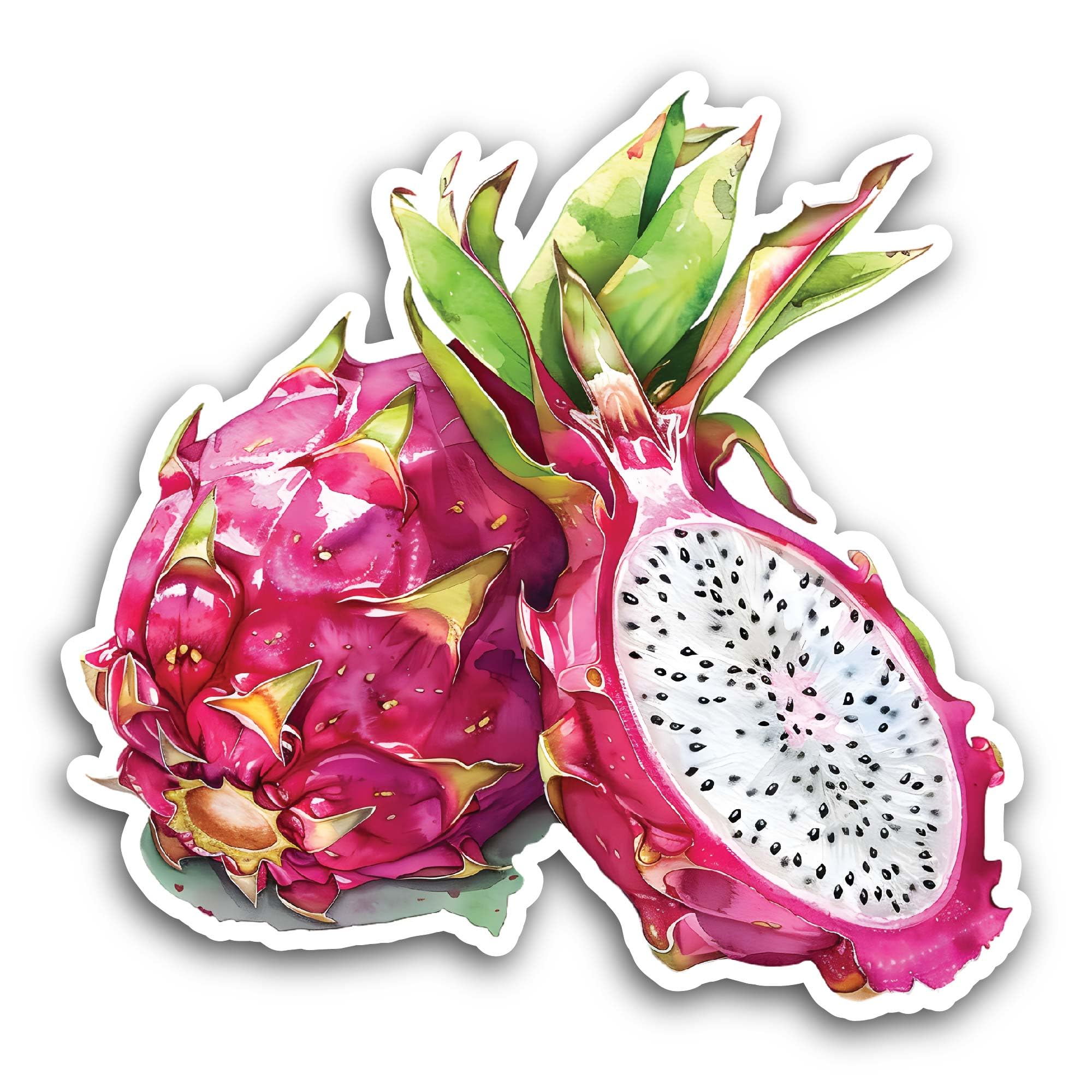2 (Pieces) 3" and 5" Dragon Fruits Sticker, Waterproof Vinyl Decals for Many Purpose Like Cars, Truc