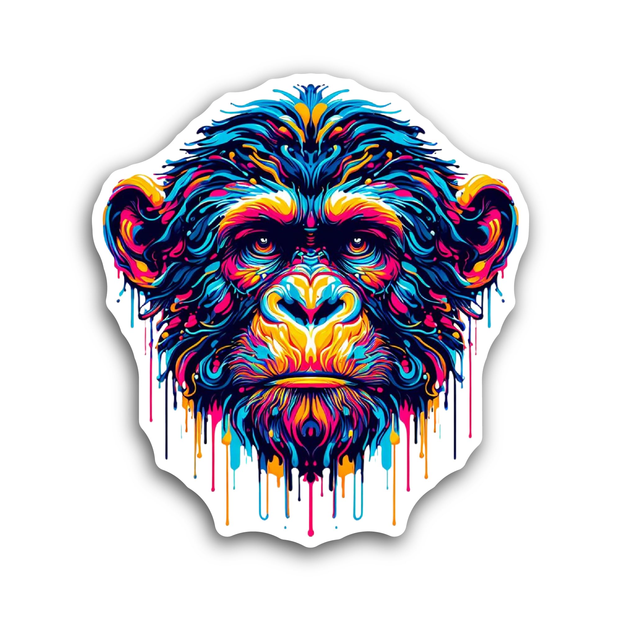 2 (Pieces) 3" and 5" Colorful Chimpanzee Sticker, Waterproof Vinyl Decals for Many Purpose Like Cars